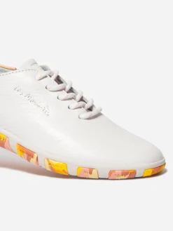 Tennis en cuir femme blanc goyave jaune camo JAZARU