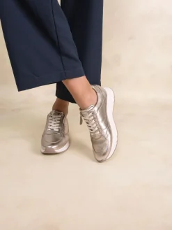 Tennis en cuir femme bronze BLONZIP