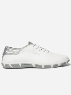 Tennis en cuir femme extra blanc et silver JAZARU
