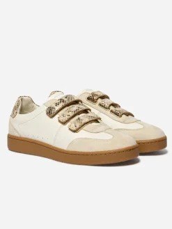 Tennis en cuir femme off-white et python VANILLA