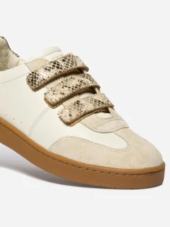 Tennis en cuir femme off-white et python VANILLA