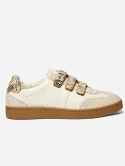 Tennis en cuir femme off-white et python VANILLA