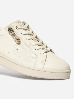 Tennis en cuir femme off-white et python VINISIA