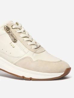 Tennis en cuir femme off-white et python BLONZIP