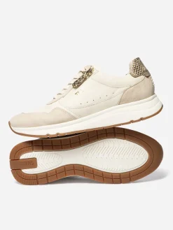 Tennis en cuir femme off-white et python BLONZIP
