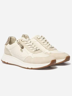 Tennis en cuir femme off-white et python BLONZIP