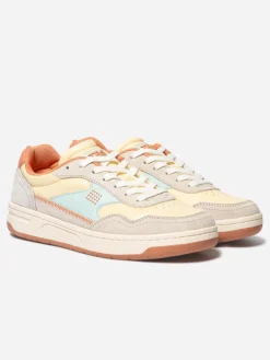 Tennis en cuir femme vanille et ciel ALMERIA