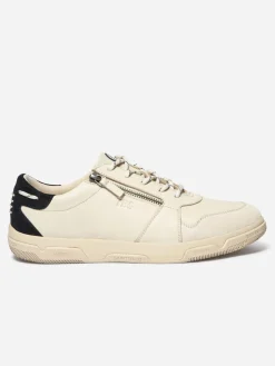 Tennis en cuir homme creme et marine GEDEZIP