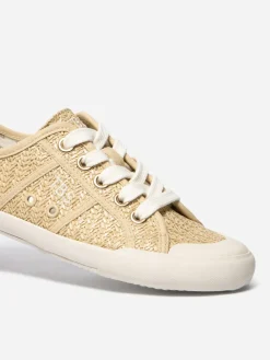 Tennis en toile femme beige raphia OPIACE