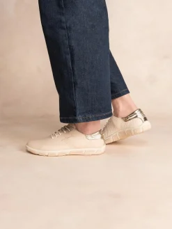 Tennis Femme Confort Cuir Beige