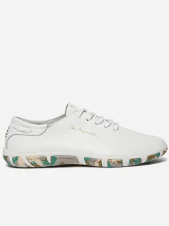 Tennis Femme Confort Cuir Blanc Semelle Kaki JAZARU