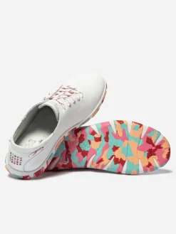 Tennis Femme Confort Cuir Blanc Semelle Corail Multico