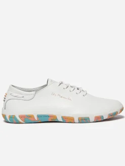 Tennis Femme Confort Cuir Blanc Semelle Blush Multico