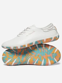 Tennis Femme Confort Cuir Blanc Semelle Blush Multico