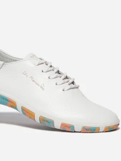 Tennis Femme Confort Cuir Blanc Semelle Blush Multico