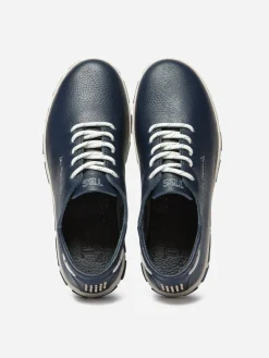 Tennis Femme Confort Cuir Bleu