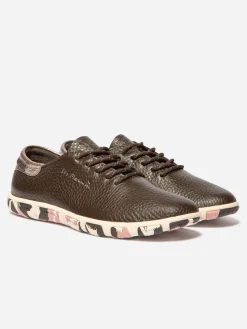 Tennis Femme Confort Cuir Camo Marron JAZARU