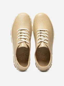 Tennis Femme Confort Cuir Crème Or JAZARU