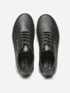 Tennis Femme Confort Cuir Embossé Noir JAZARU