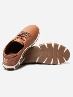 Tennis Femme Confort Cuir Imperméable Marron JAZARU