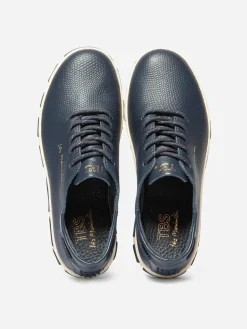 Tennis Femme Confort Cuir Python Bleu JAZARU