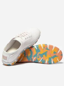 Tennis Femme Confort Textile Recyclé Blanc Semelle Rose