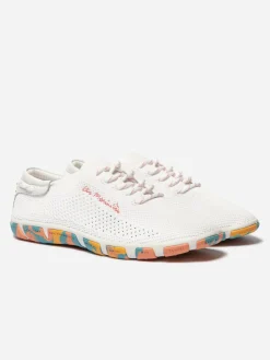 Tennis Femme Confort Textile Recyclé Blanc Semelle Rose