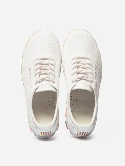 Tennis Femme Confort Textile Recyclé Blanc Semelle Rose