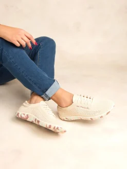 Tennis Femme Confort Textile Recyclé Ecru Semelle Multico JAZARIA