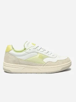 Tennis Femme Cuir Nubuck Blanc et Vert ALMERIA