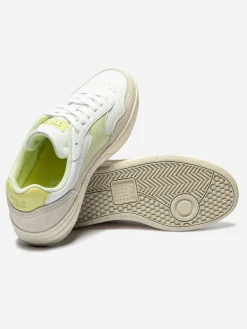 Tennis Femme Cuir Nubuck Blanc et Vert ALMERIA