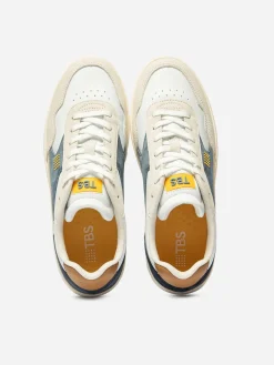 Tennis Homme Cuir Nubuck Bleu et Blanc ALMERIO