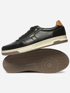 Tennis Homme Doublée Cuir Noir et Camel THEOZIP
