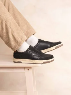 Tennis Homme Doublée Cuir Noir et Camel THEOZIP