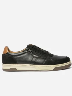 Tennis Homme Doublée Cuir Noir et Camel THEOZIP