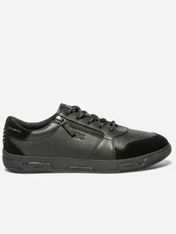 Tennis Homme Doublée Textile Cuir Noir GEDEZIP