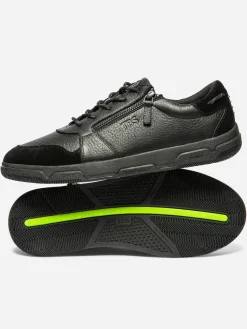 Tennis Homme Doublée Textile Cuir Noir GEDEZIP