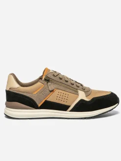 Tennis Homme Doublée Textile Cuir Taupe et Noir STEVANE