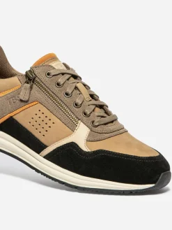 Tennis Homme Doublée Textile Cuir Taupe et Noir STEVANE