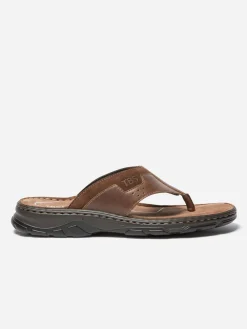 Tongs Homme Confort Ortholite Cuir Marron
