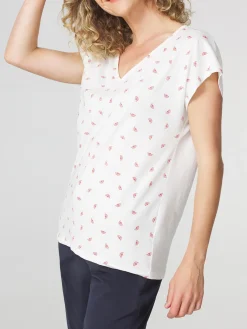 T-shirt Femme Jersey Motifs Blanc et Rouge EDDENSAN