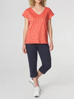 T-shirt Femme Jersey Motifs Marine et Vert EDDENSAN