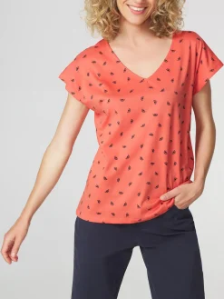 T-shirt Femme Jersey Motifs Marine et Vert EDDENSAN