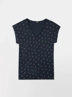T-shirt Femme Jersey Motifs Marine et Vert EDDENSAN