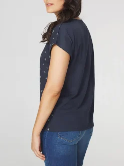 T-shirt Femme Jersey Motifs Marine et Vert EDDENSAN