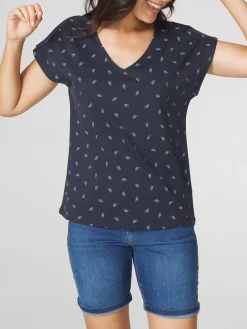 T-shirt Femme Jersey Motifs Marine et Vert EDDENSAN