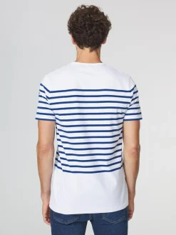 T-shirt Homme Rayures exclusives Tbs Jersey Blanc et Bleu GOVINTEE