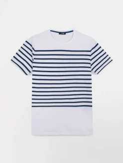 T-shirt Homme Rayures exclusives Tbs Jersey Blanc et Bleu GOVINTEE