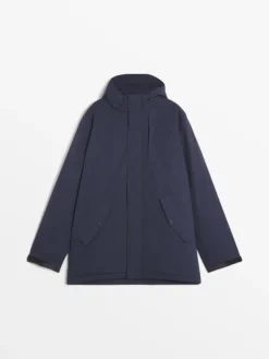Veste Homme Imperméable Mi-Longue Bleu JAFARVES