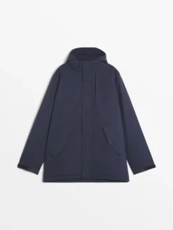Veste Homme Imperméable Mi-Longue Marine
